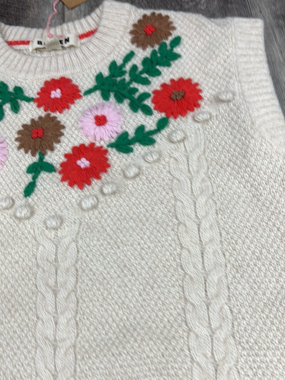 Boden Embroidered Cable-Knit Sweater Top - Picture 4 of 14